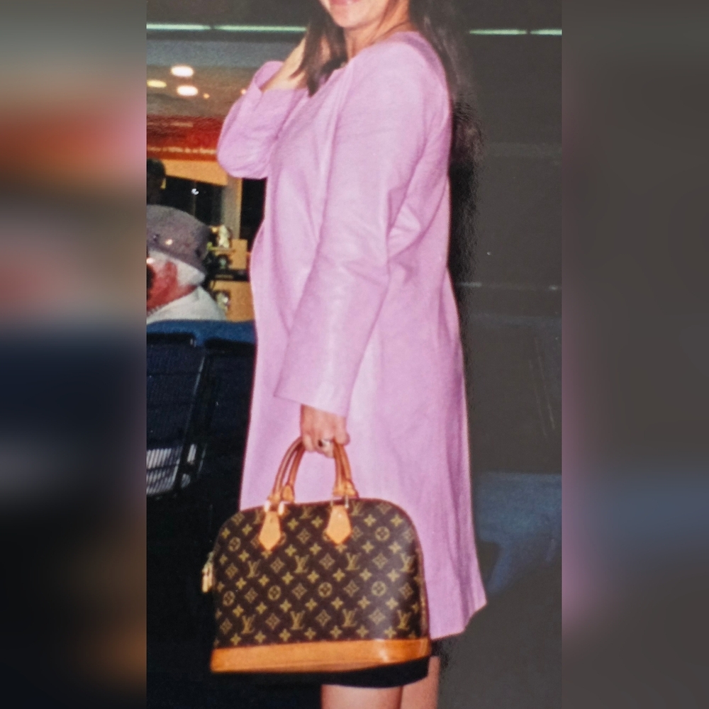 Vintage Jerome L'Huillier Lilac Leather Car Coat Size 40 Made In France